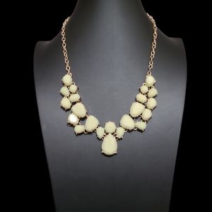 18" Vintage White Faceted Bib Necklace Lot 8